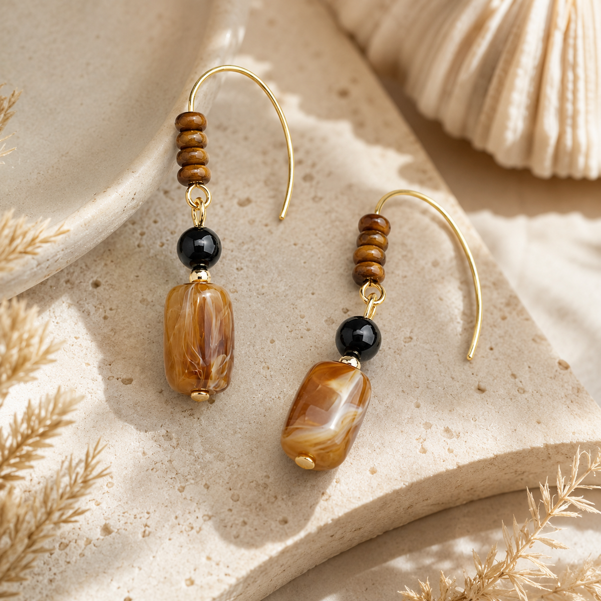 Handmade Tiger’s Eye Drop Earrings