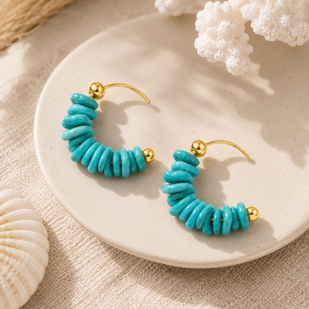 Natural Turquoise Nugget Stud Earrings