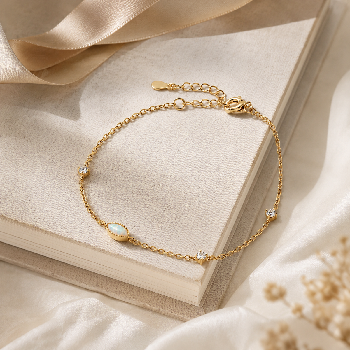Delicate Opal Station Bracet
