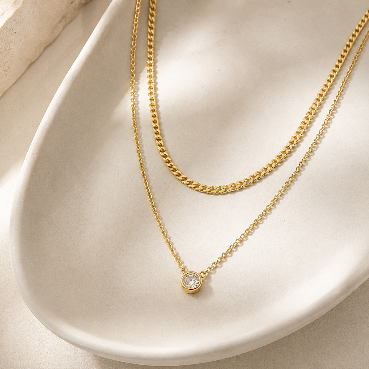 Layered CZ Cuban Chain Necklace
