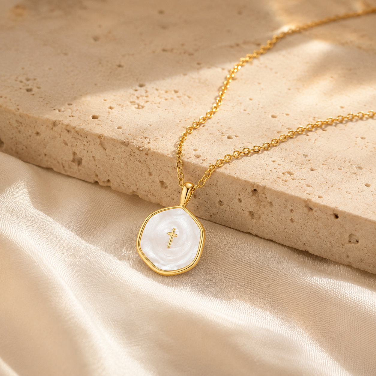 Tewiky 14K Gold Plated Cross Necklace for Women