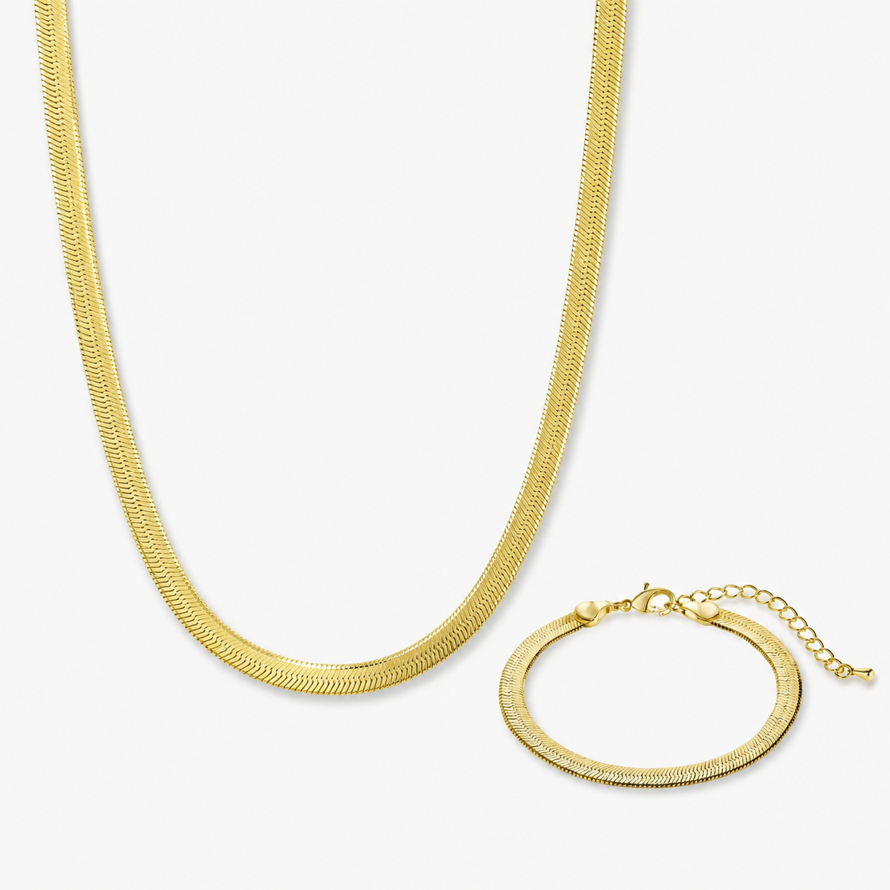 Flat Snake Necklace with Bracelet Set