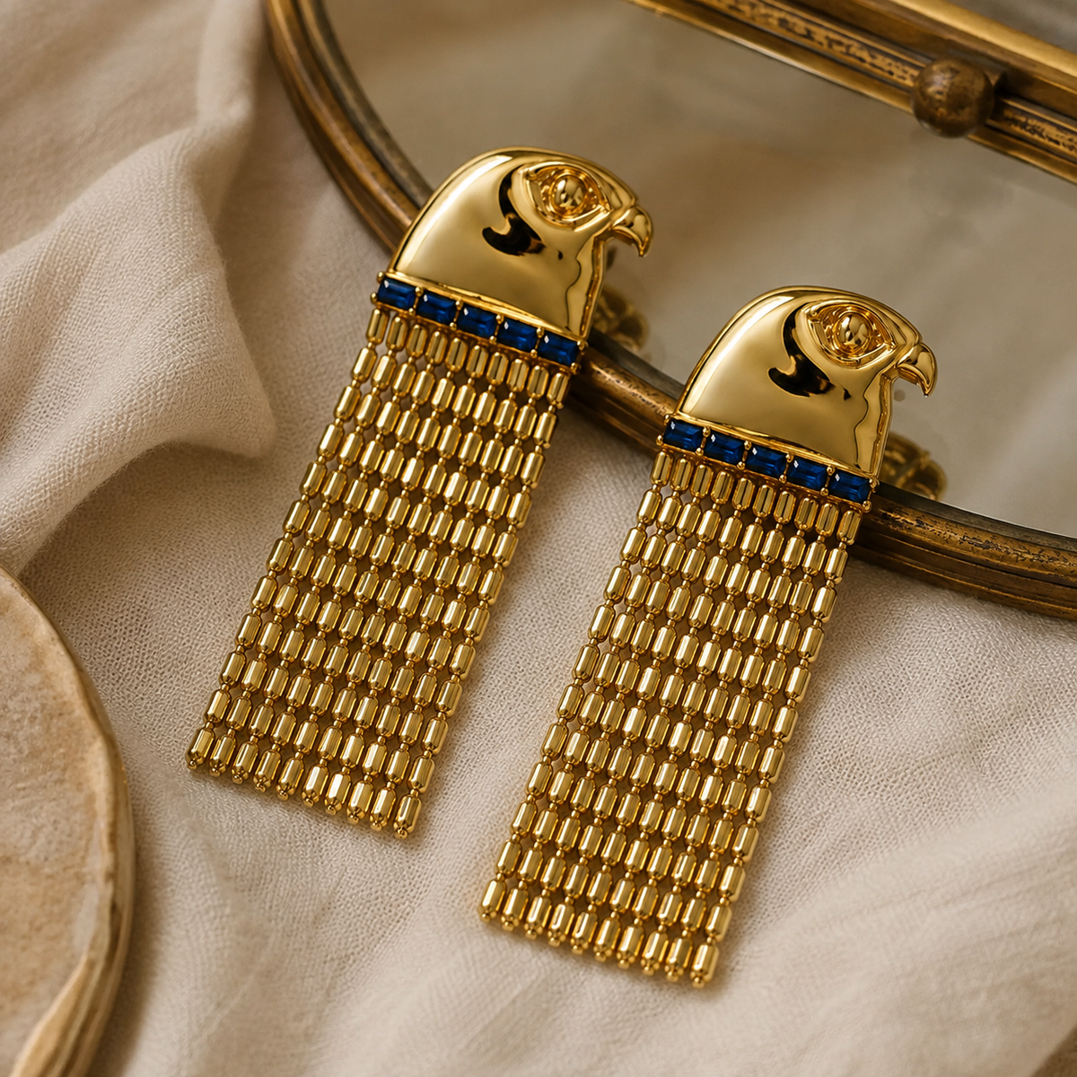 Vintage Egyptian Sun God Tassel Earrings