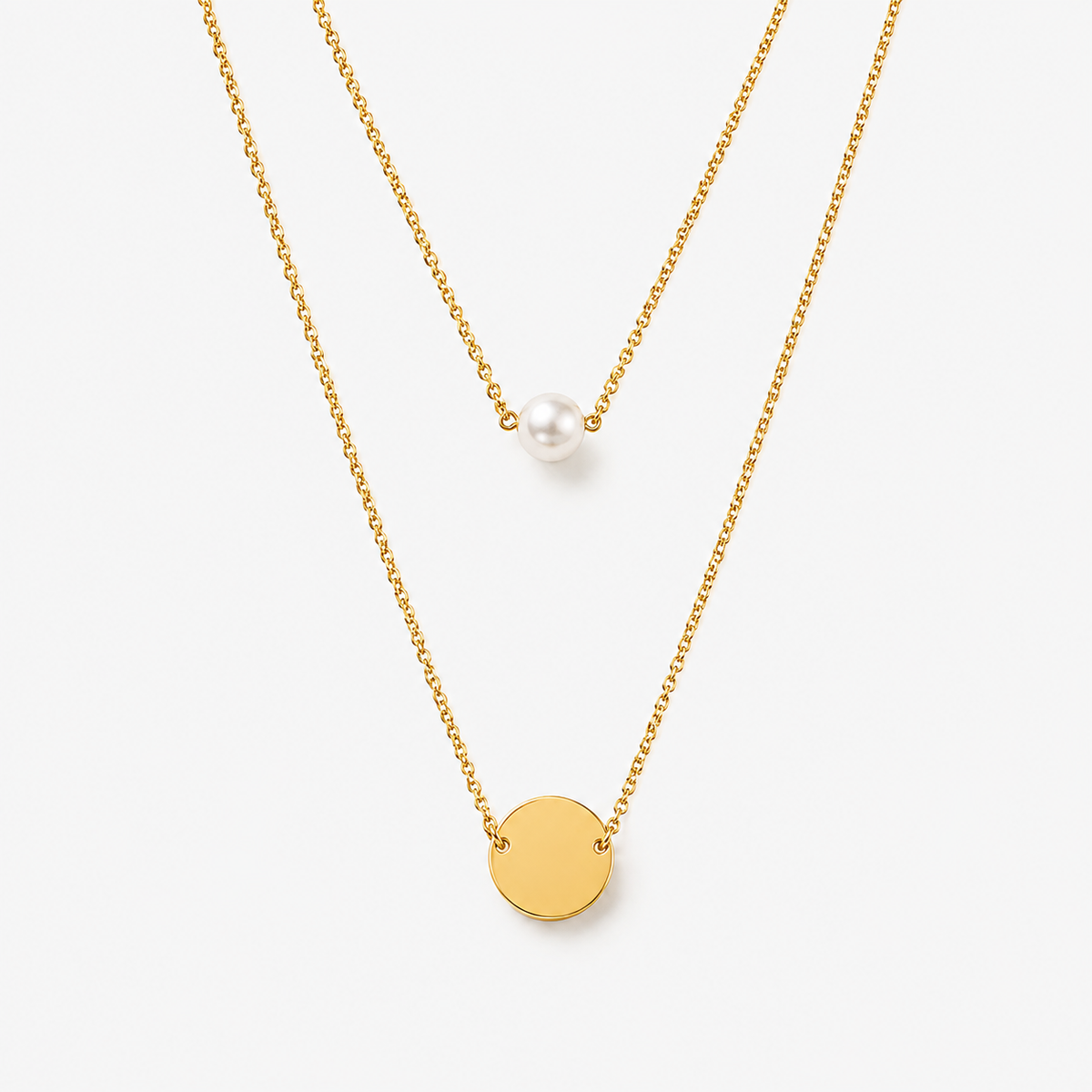Layered Pearl Disc Necklace