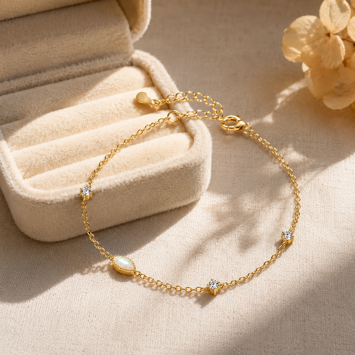 Delicate Opal Station Bracet
