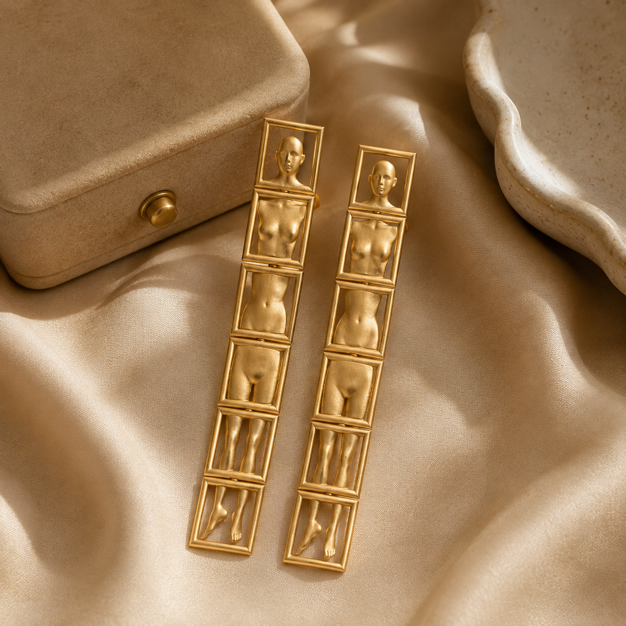 Abstract Matte Metal Stud Earrings