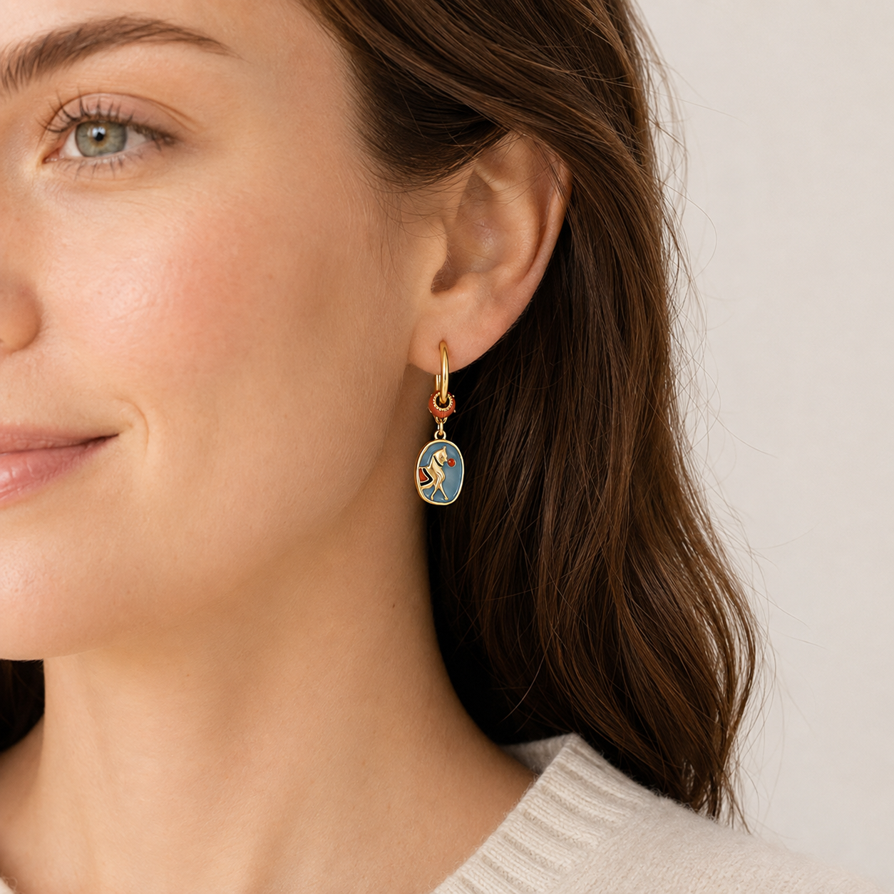 Horse Floral Hoop Earrings
