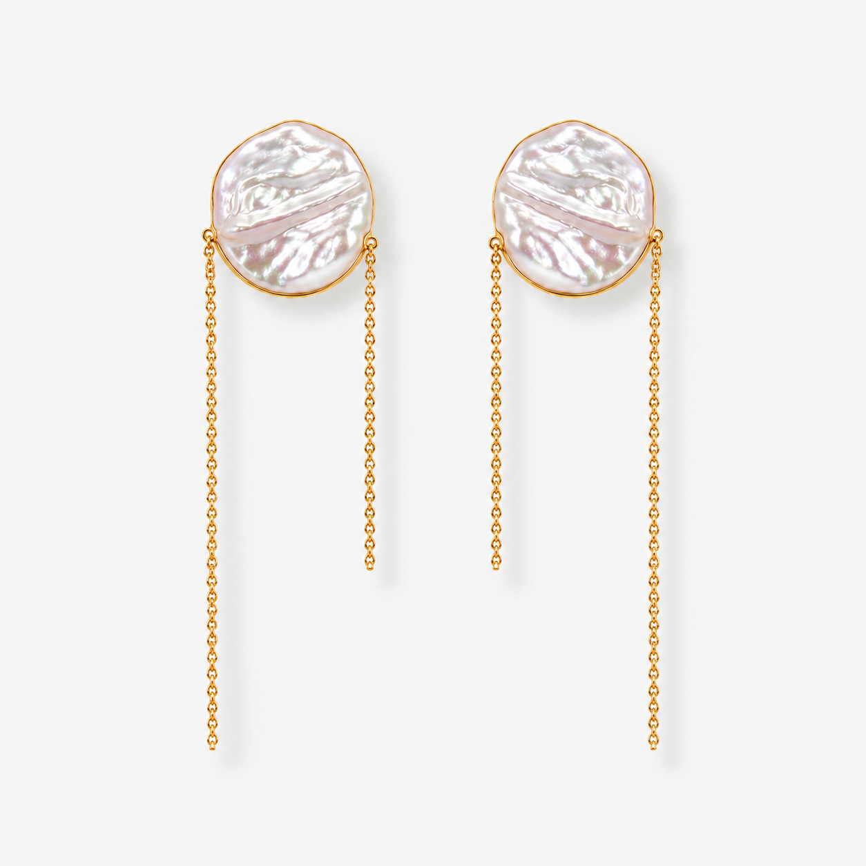 Baroque Pearl Gold Chain Earrings