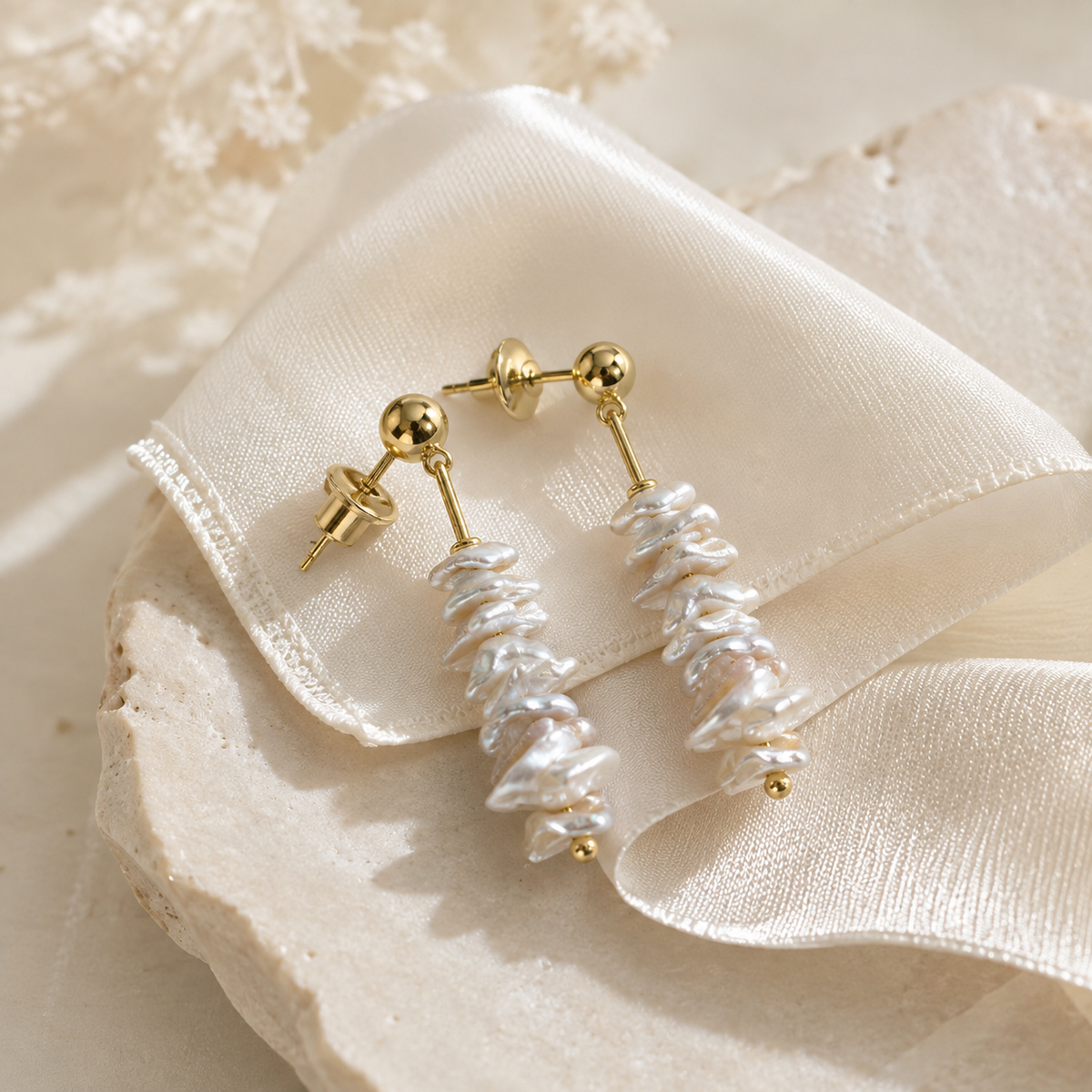 Tiny Baroque Pearl Stud Earrings