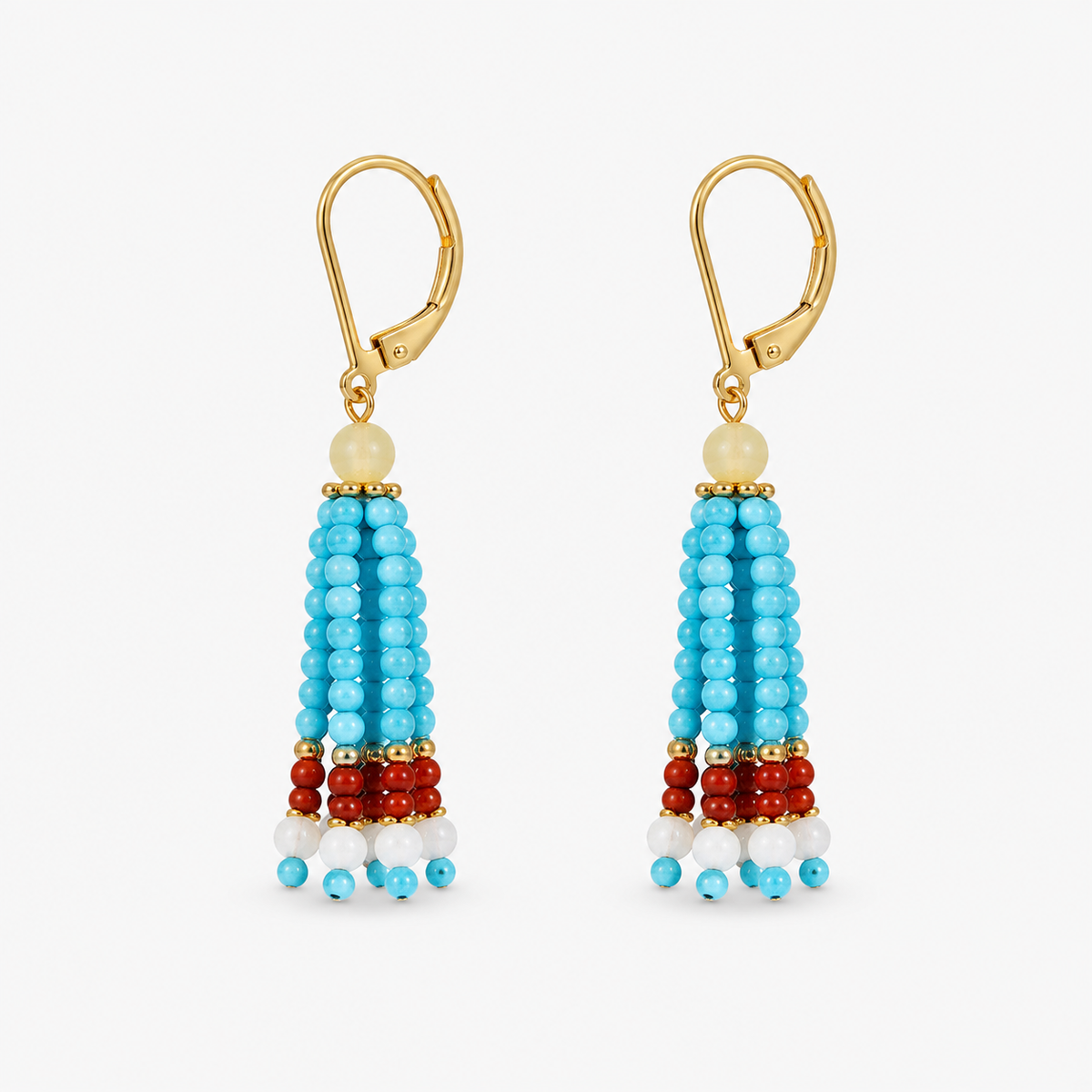 Turquoise & Shell Tassel Earrings