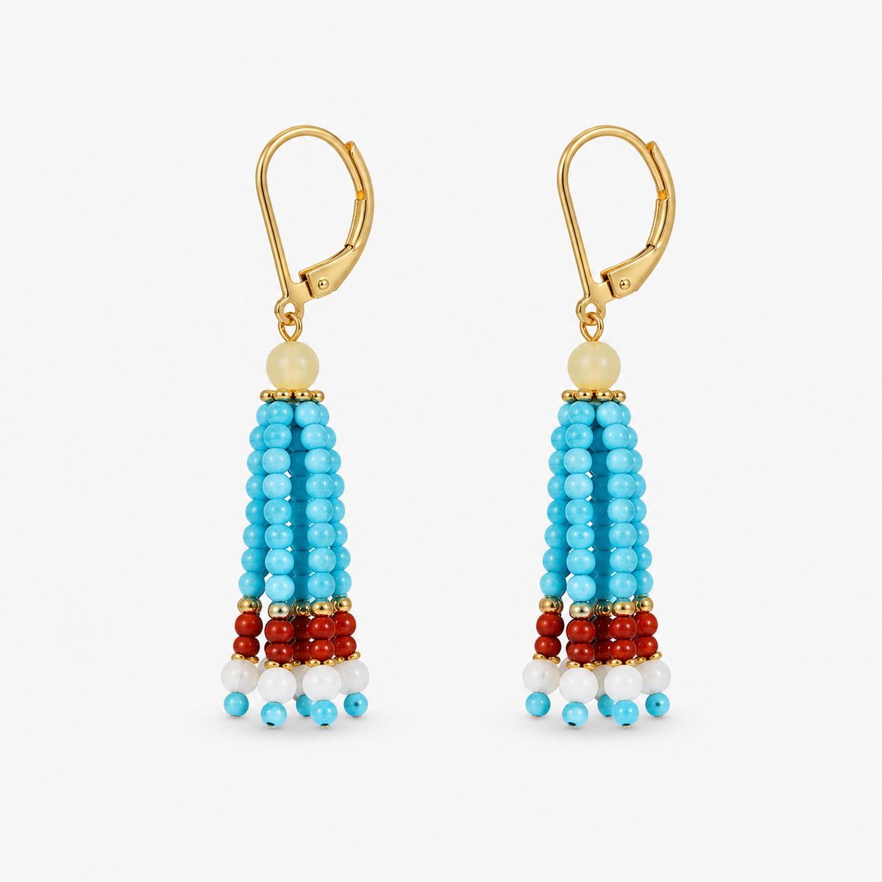 Turquoise & Shell Tassel Earrings