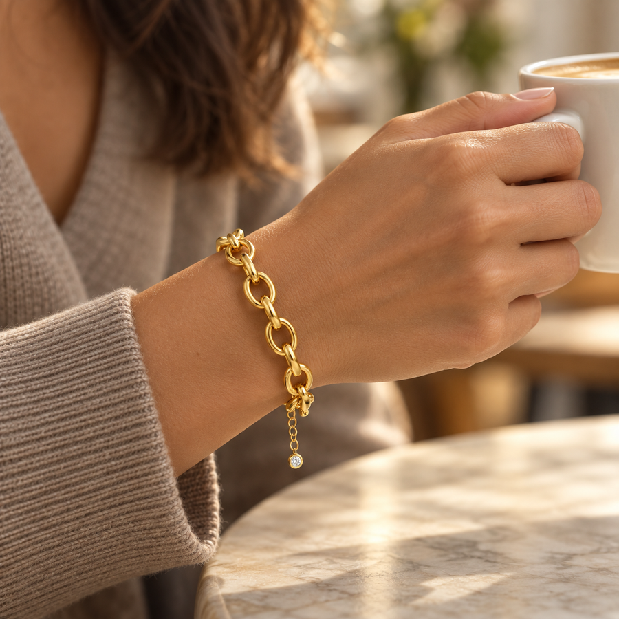 Gold O Link Chain Bracelet