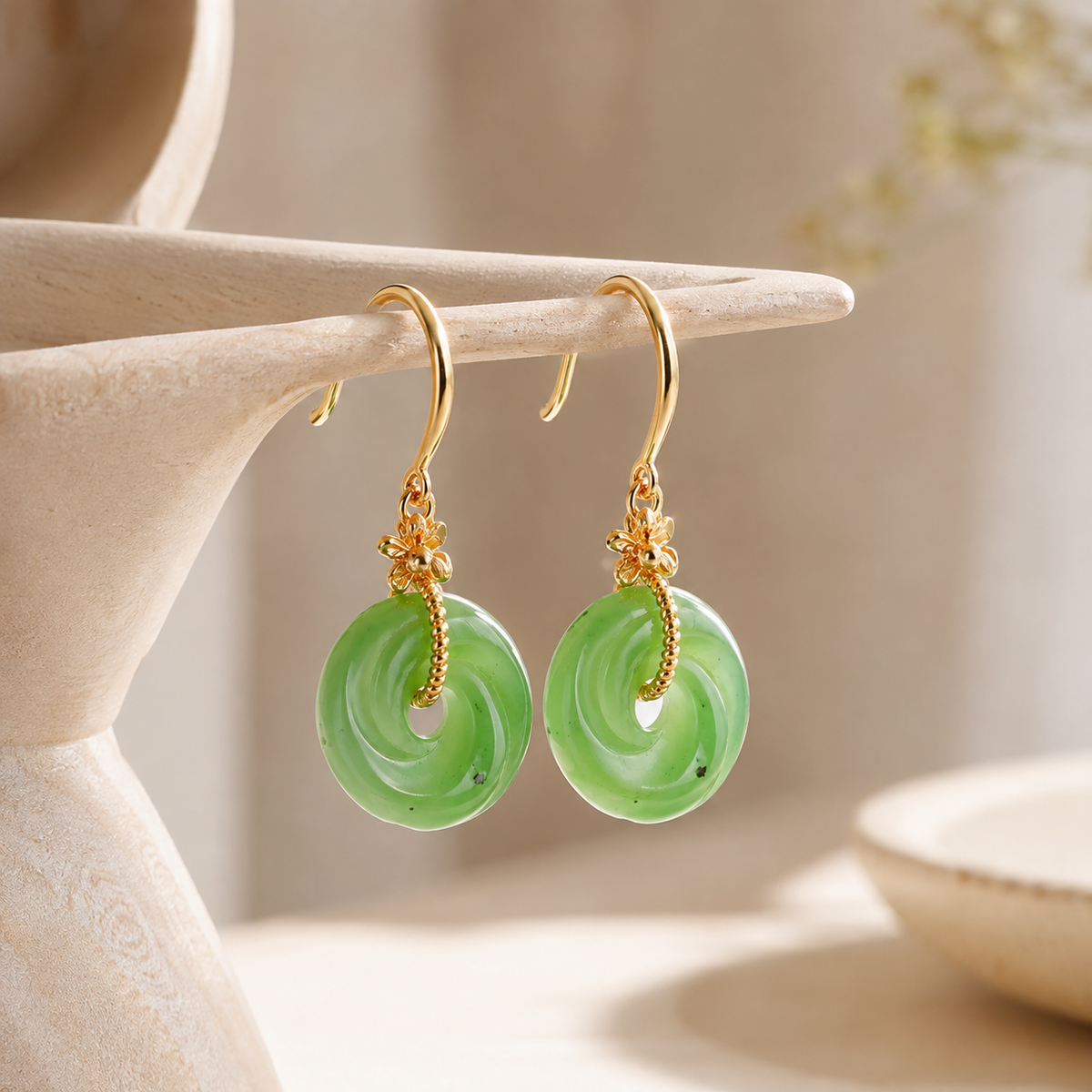 Hetian Jasper Dangle Earrings