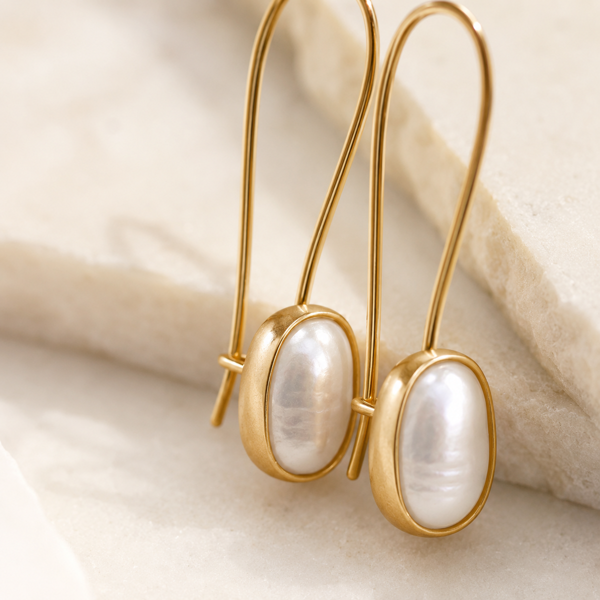 Freshwater Pearl Bezel Drop Earrings