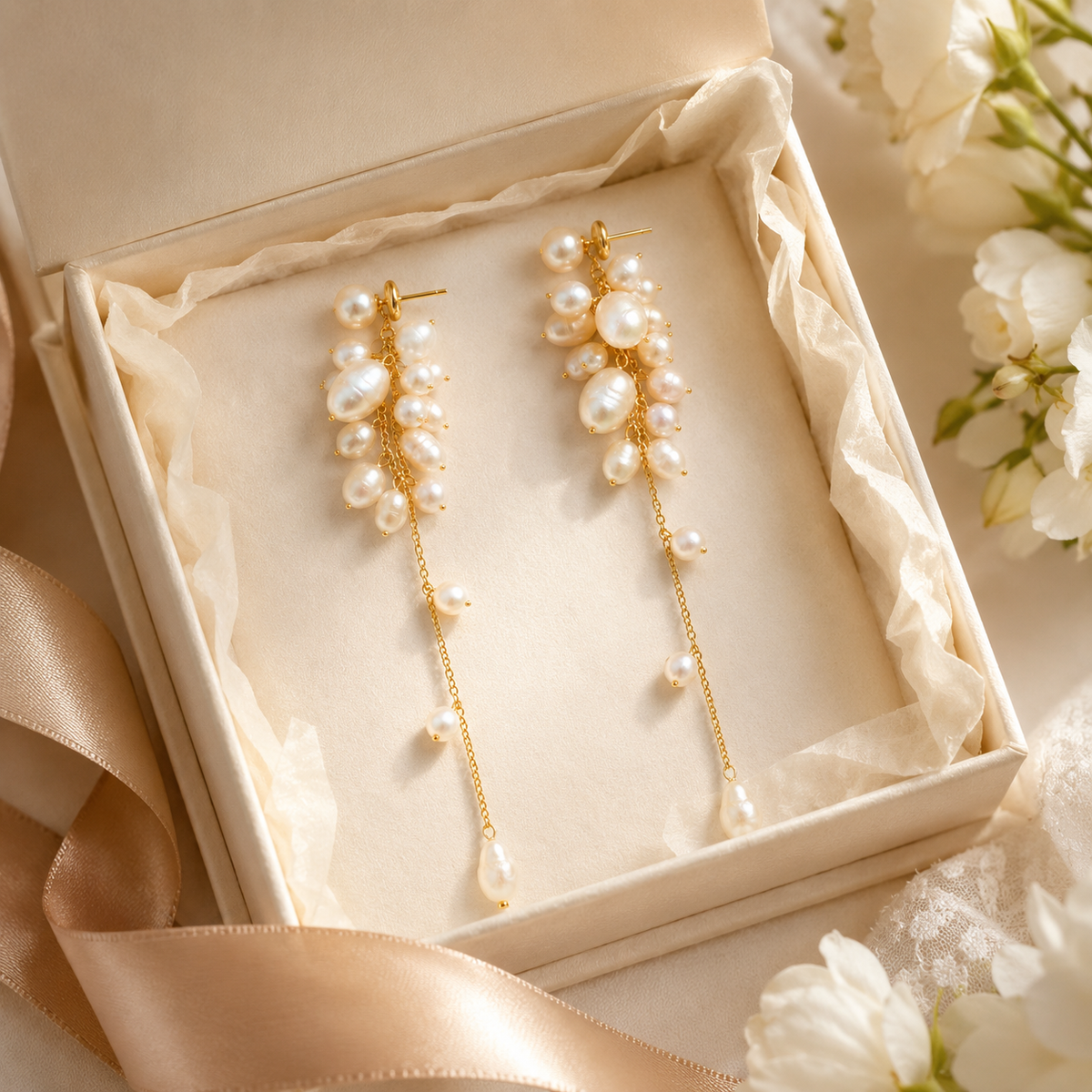 Freshwater Pearl Cascade Earrings