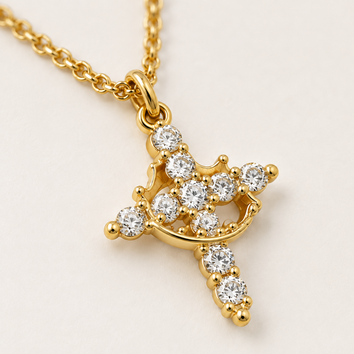 Crown Cross Pendant Necklace