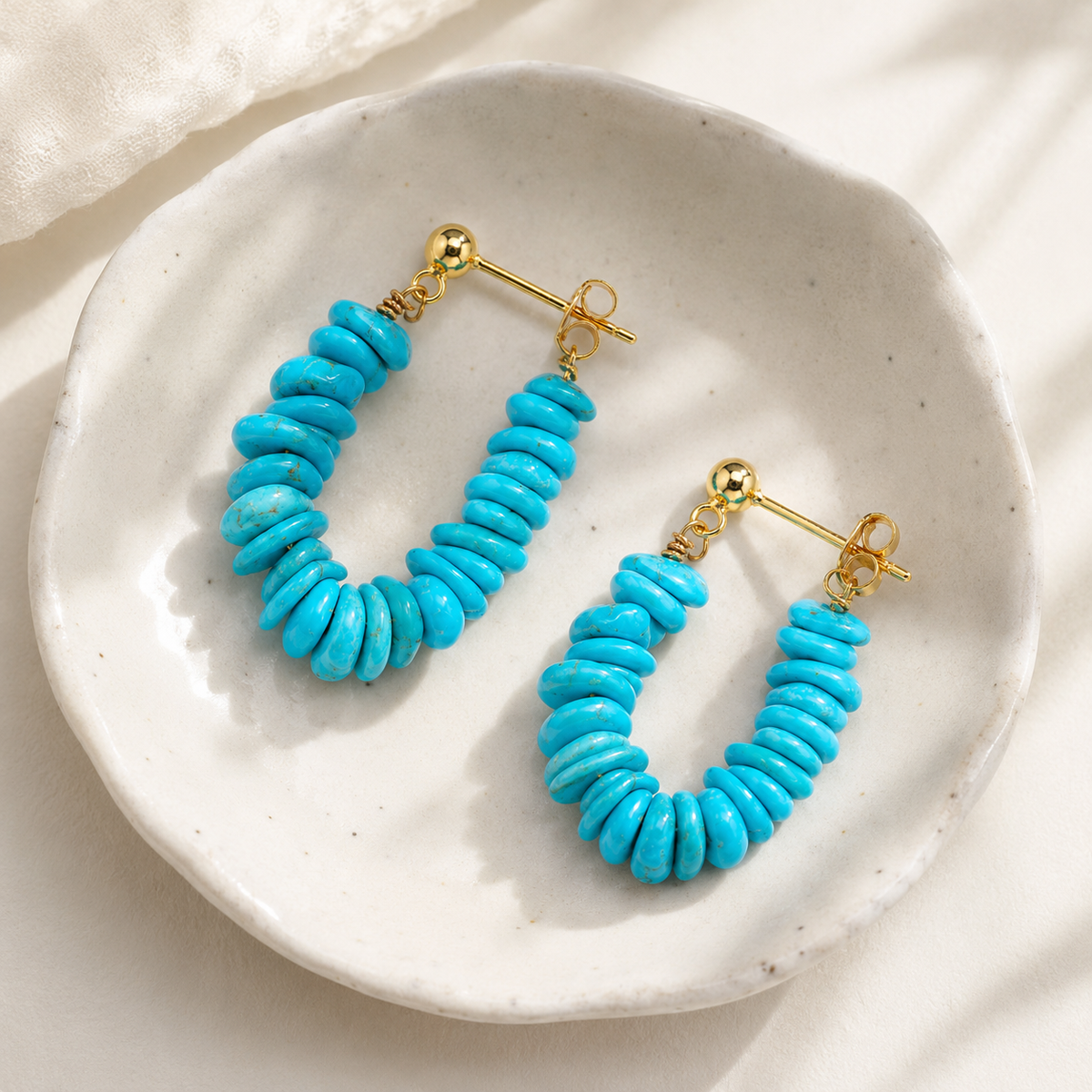 Natural Turquoise U-Shape Earrings