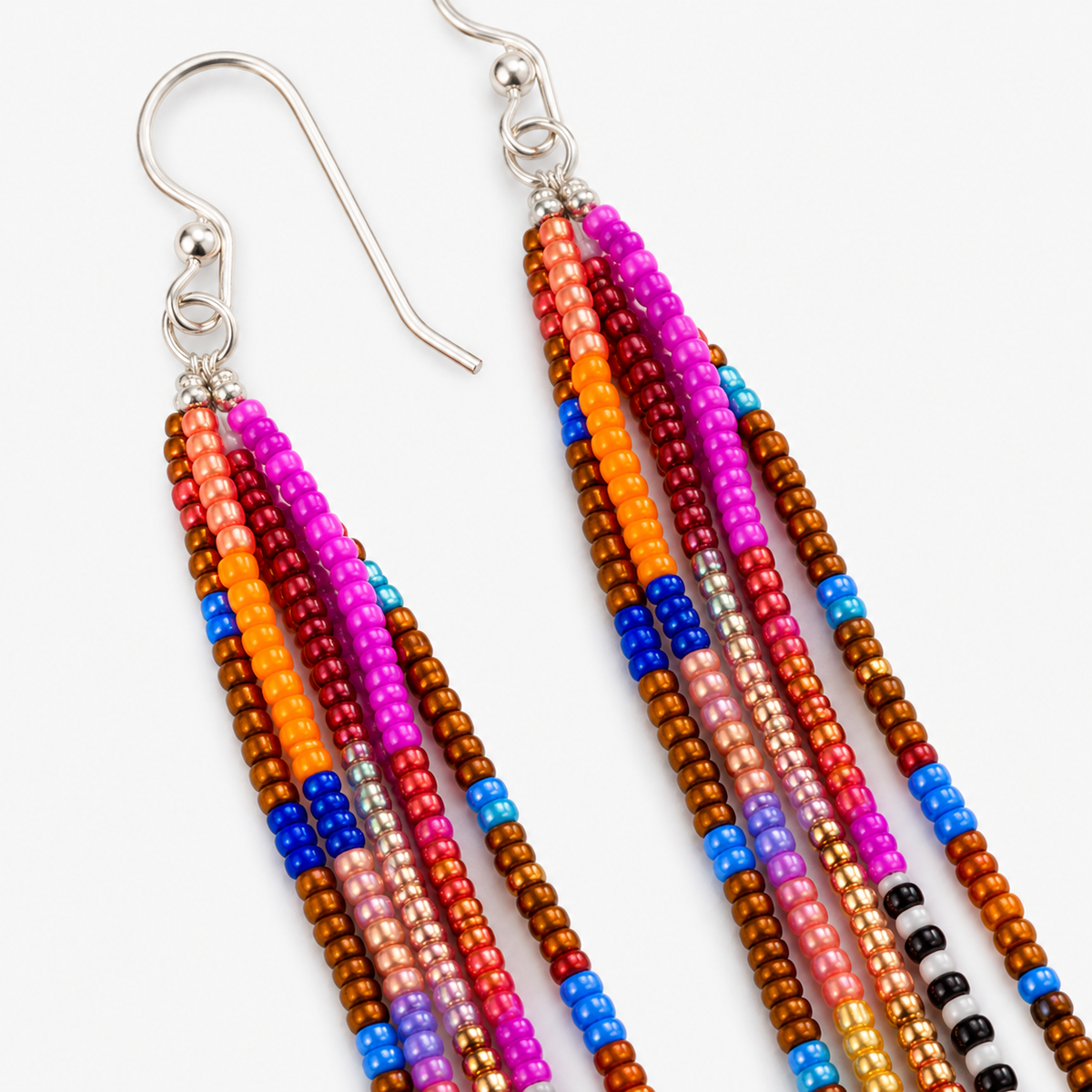 Colorful Boho Beaded Tassel Earrings