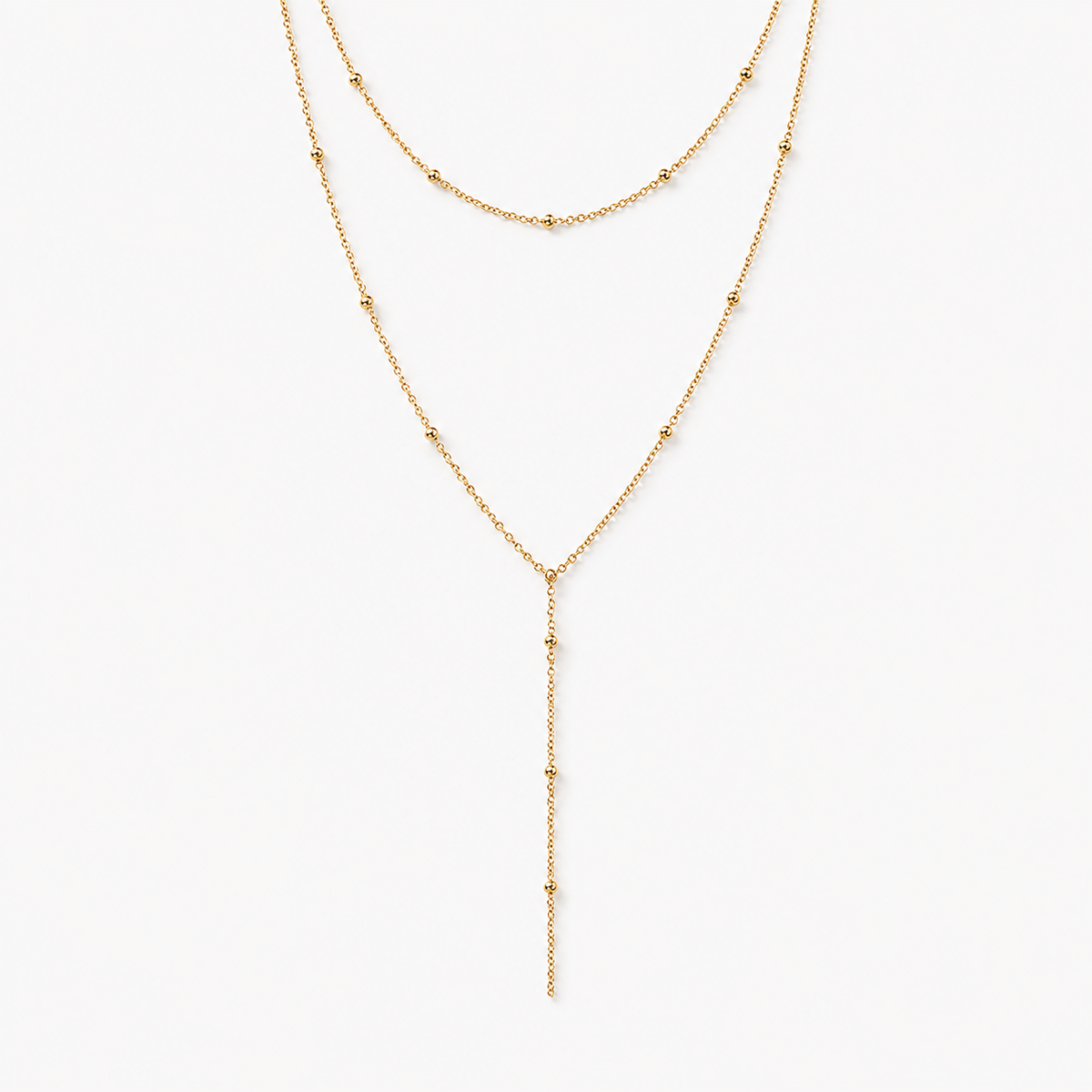 Layered Beaded Y Necklace