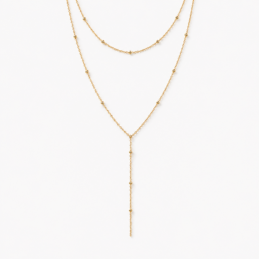 Layered Beaded Y Necklace