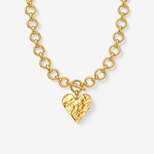 Hammered Heart Toggle Necklace