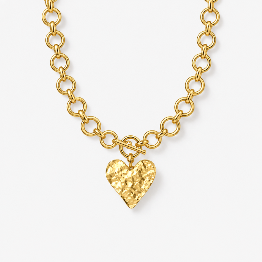 Hammered Heart Toggle Necklace