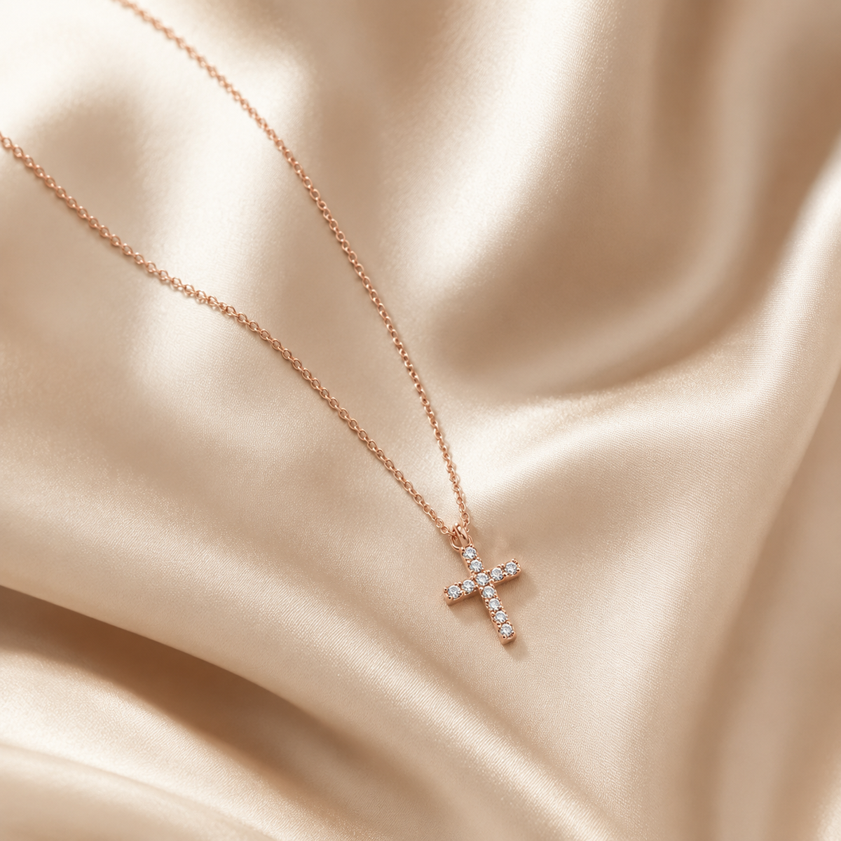 Sparkling CZ Cross Pendant Necklace