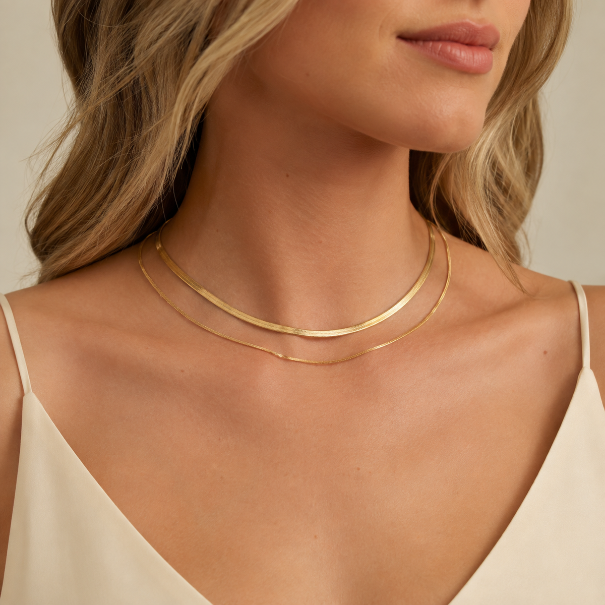 Layered Flat Snake Chain Necklace