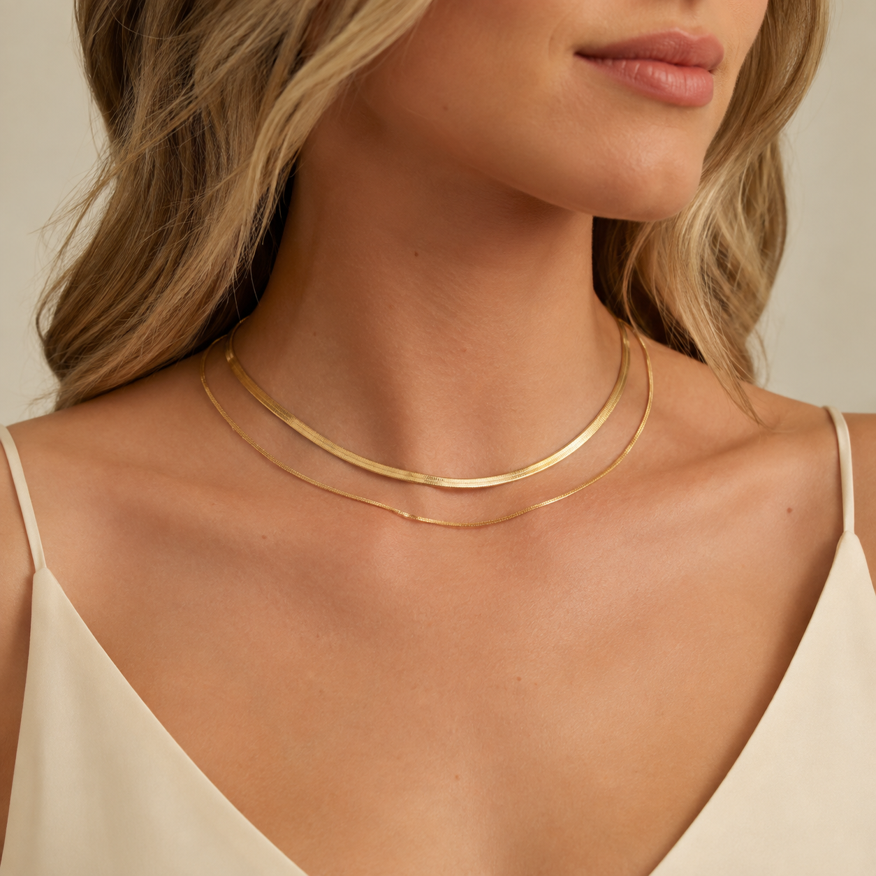 Layered Flat Snake Chain Necklace