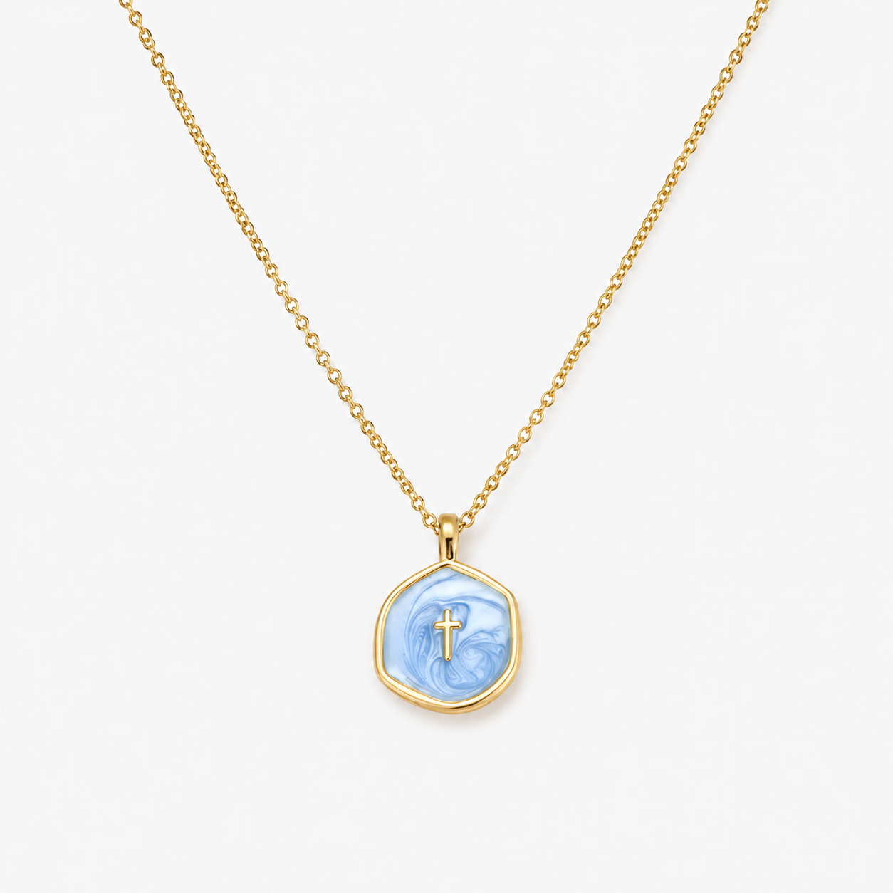 Tewiky 14K Gold Plated Cross Necklace for Women