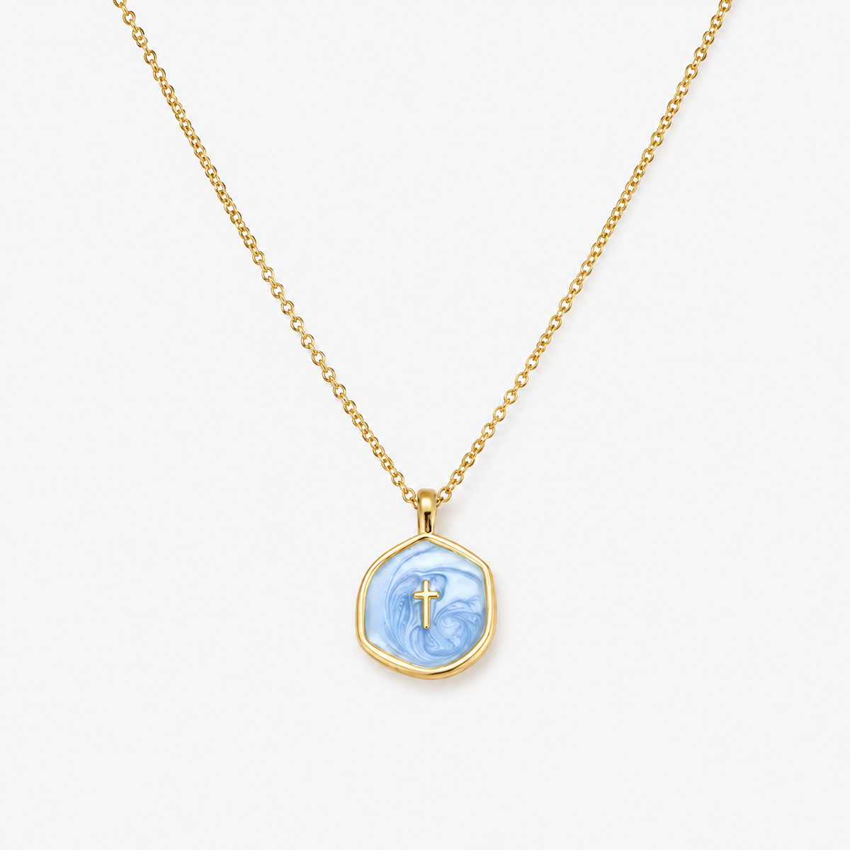 Tewiky 14K Gold Plated Cross Necklace for Women