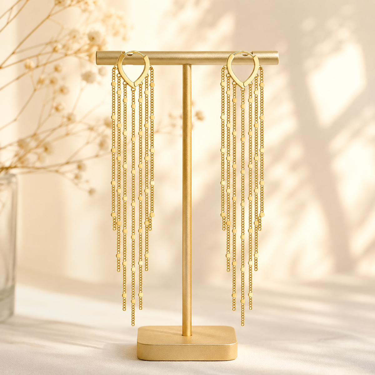 Gold Long Tassel Earrings