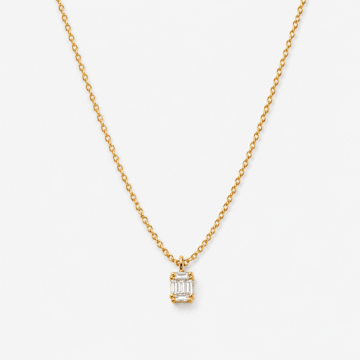 Emerald Cut CZ Pendant Necklace