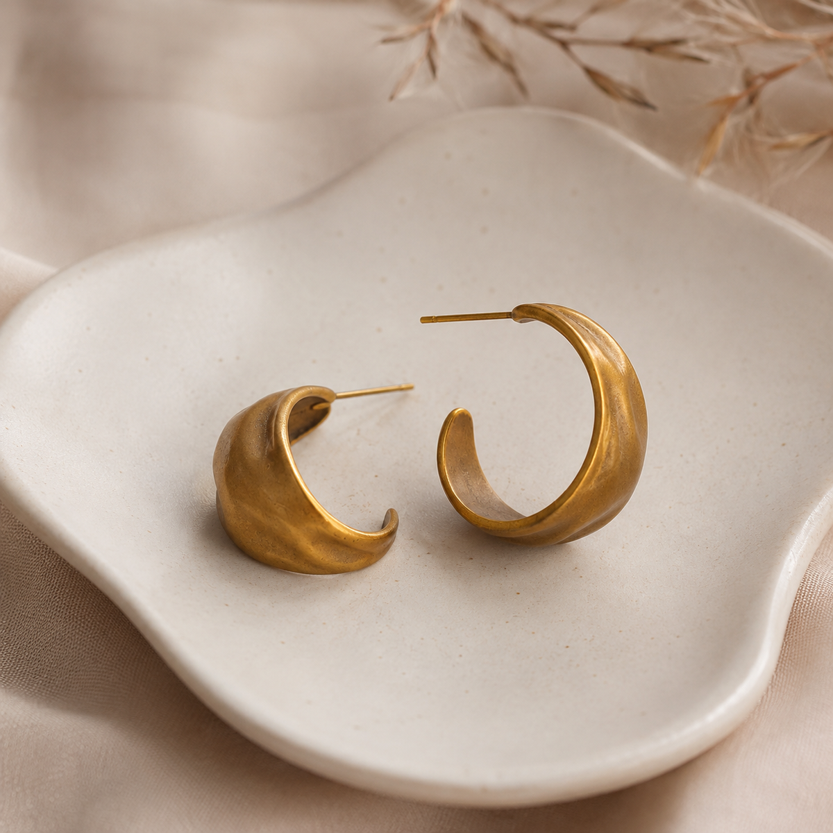 Vintage C-Shape Silver Earrings