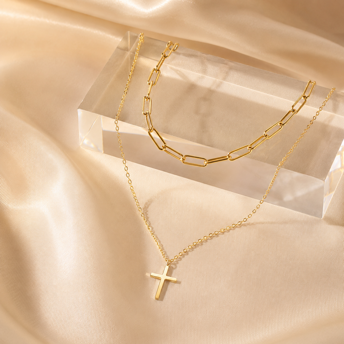 Paperclip Cross Pendant Necklace