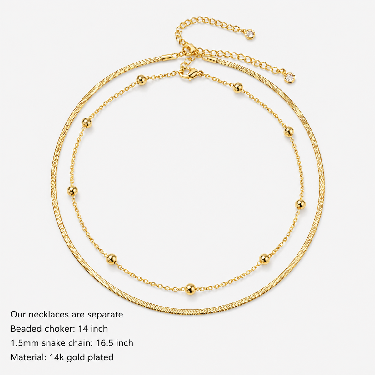 Layered Beaded Chain Necklace