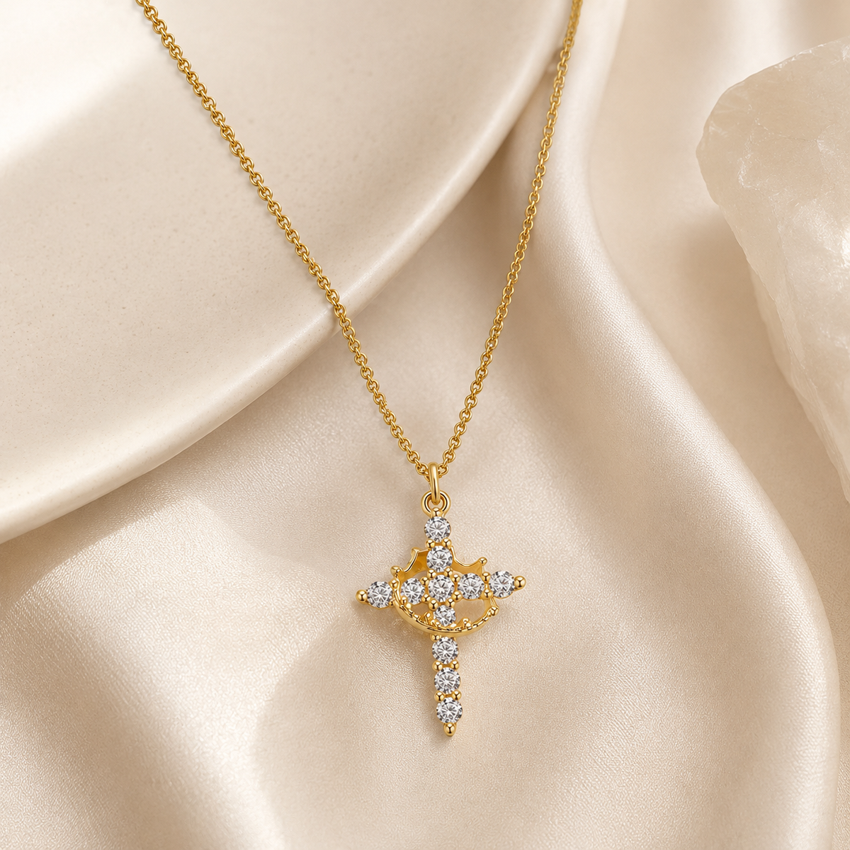 Crown Cross Pendant Necklace
