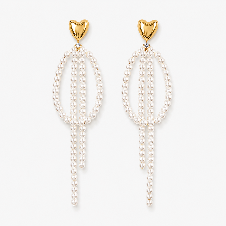 Long Pearl Tassel Earrings