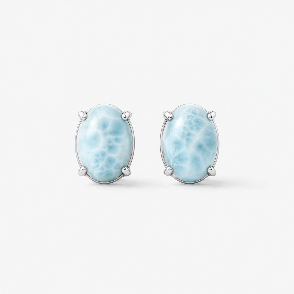 Natural Larimar Stud Earrings