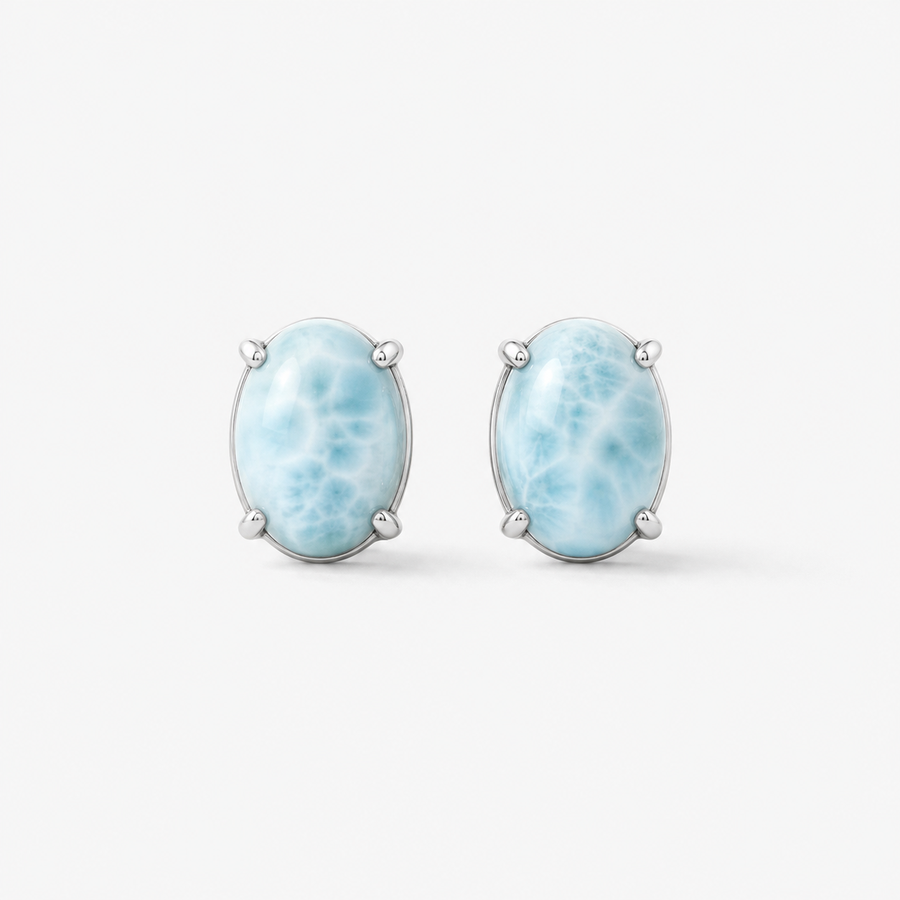 Natural Larimar Stud Earrings