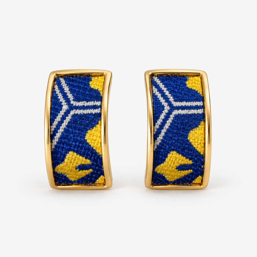 Shu Brocade Rectangle Stud Earrings