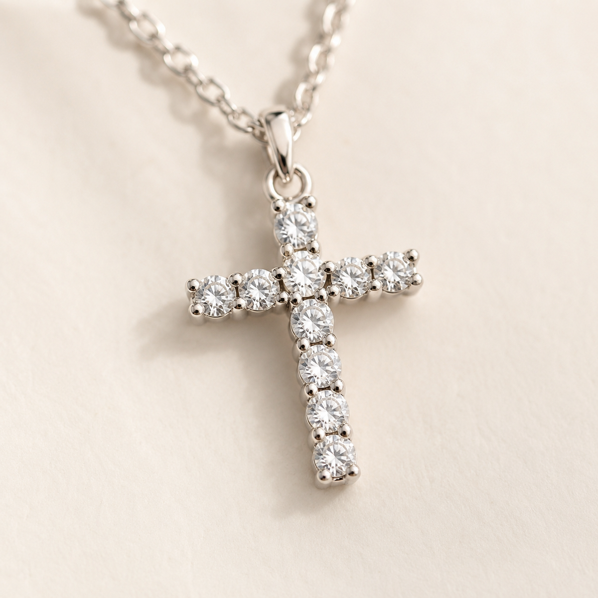 Sparkling CZ Cross Pendant Necklace