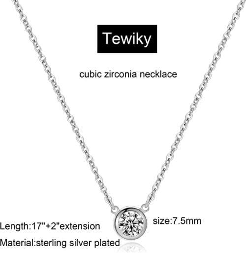 Dainty CZ Diamond Bezel Pendant Necklace - TEWIKY