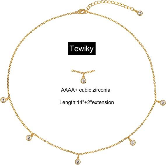 Dainty Cubic Zirconia Chain Necklace - TEWIKY