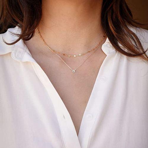Layered CZ Chain Necklace - TEWIKY