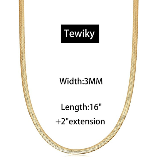 TEWIKY Fine Jewlry Necklaces 3mm Snake Chain Necklace 16inch Gold