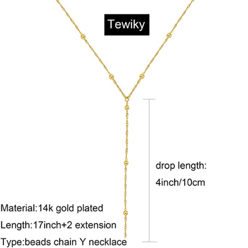 TEWIKY Fine Jewlry Necklaces Beaded Y Necklace Gold