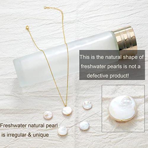 TEWIKY Fine Jewlry Necklaces Circle Pearl Necklace Gold