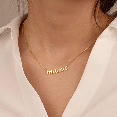 TEWIKY Fine Jewlry Necklaces Classic MAMA Letter Necklace Gold
