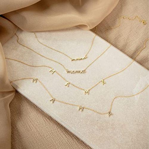 TEWIKY Fine Jewlry Necklaces Classic MAMA Letter Necklace Gold